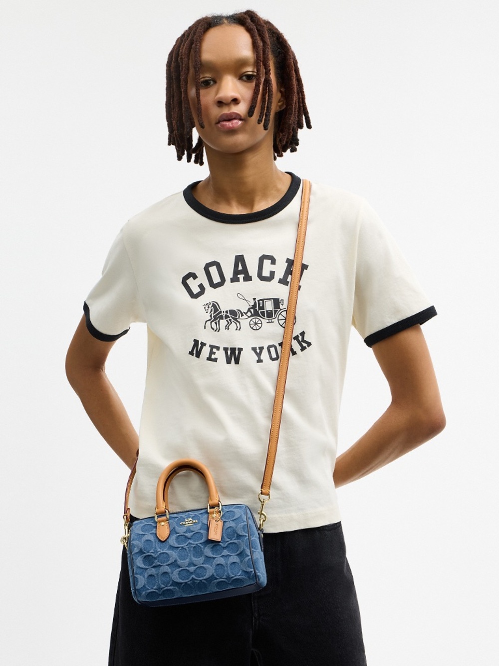 Coach Outlet Mini Rowan Crossbody Bag In Signature Denim